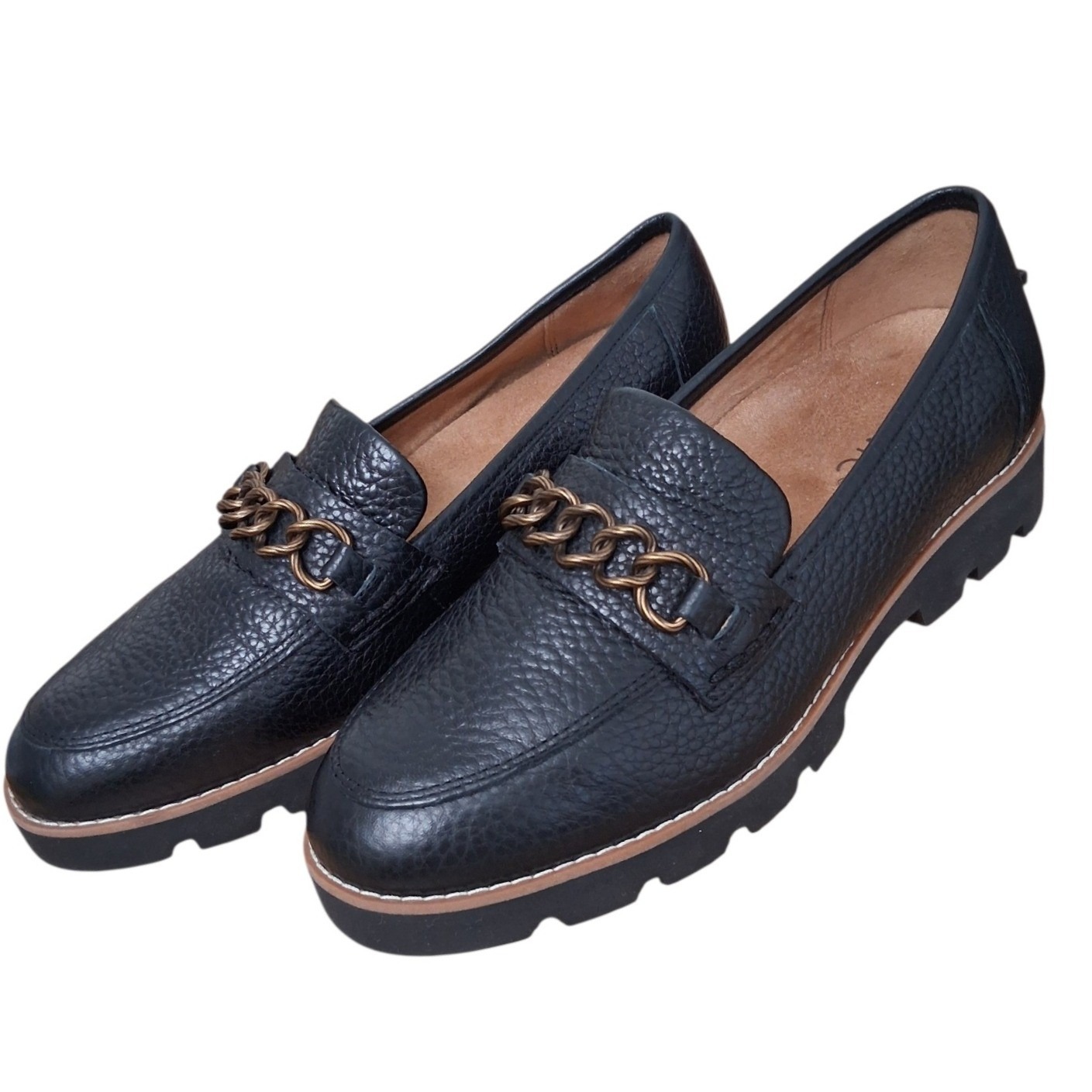 Vionic Emalyn Comfort Support Women Size 6.5 Chain Leather Loafer Preppy Classic